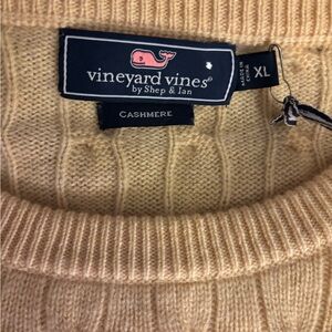 Vineyard Vines Mens Sz XL Sweater 100% Cashmere Pullover Cable Knit Yellow Crew